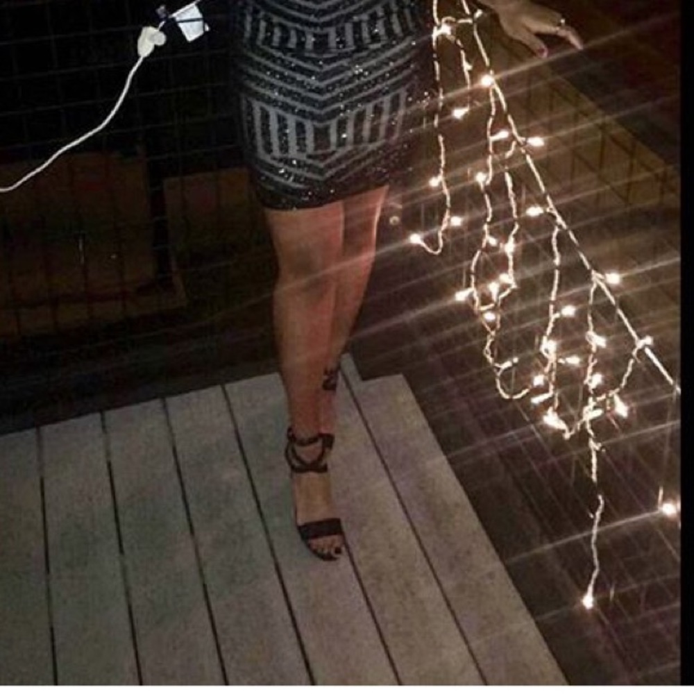 Black Strappy Block Heel